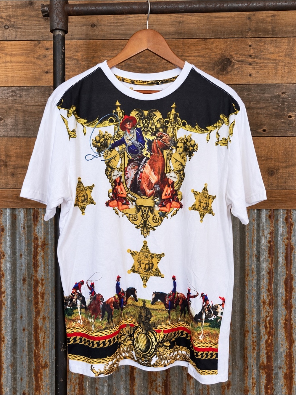 Decibel Y2K era Cowboy Graphic T shirt Size L